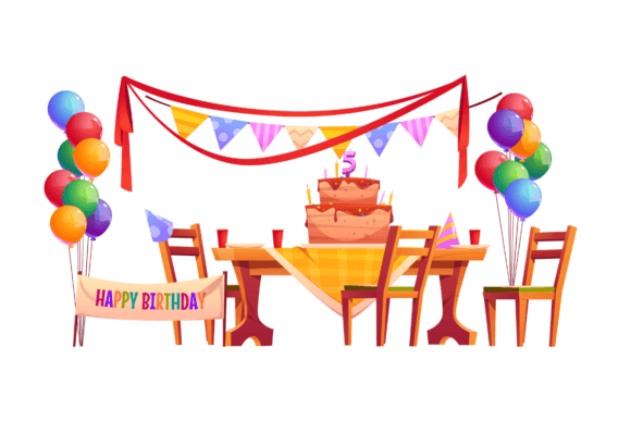 Download Birthday Outside Party Set Isolated on White Background - Party Collection