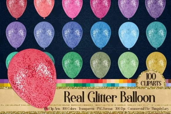 Download Real Glitter Balloons Party Cliparts - Party Collection