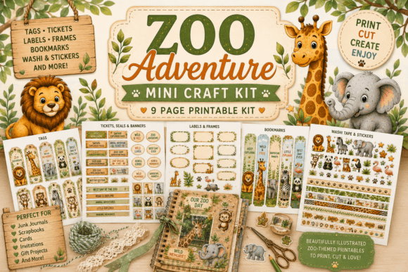 Download Zoo Day Adventure Mini Papercrafting Kit - Premium Bundle