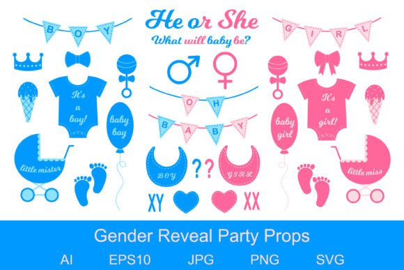 Download Gender Reveal Party Props Set - Party Collection