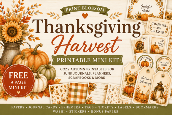 Download Thanksgiving Mini Paper Crafting Kit - Premium Bundle